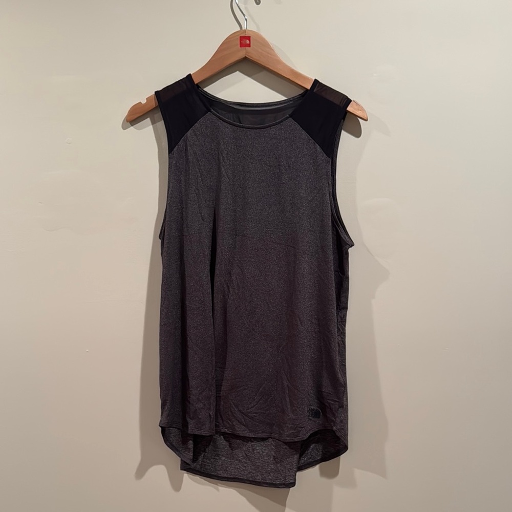 Gray Sleeveless Muscle Tee with High-Low Hem